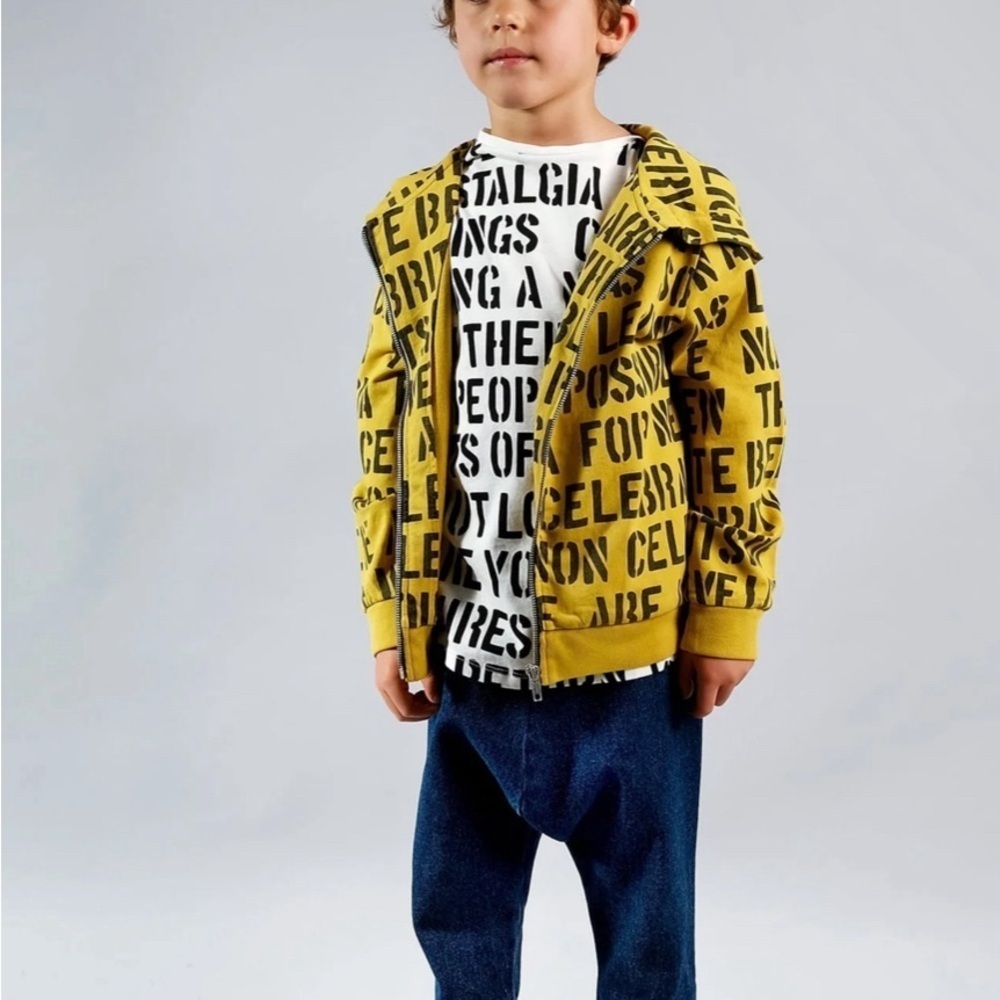 Kids Graphic Yellow Hoodie by Wolf and Rita